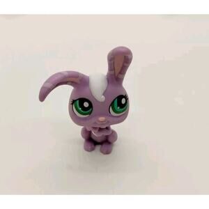 Littlest Pet Shop #828 Bunny Rabbit Purple White Striped Ears Green Dot Eyes